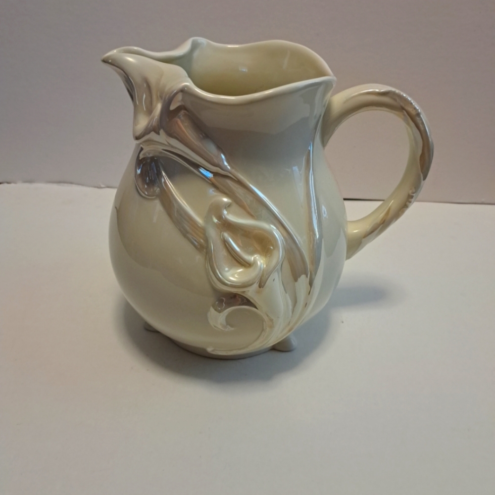 Faith at Home TM Figural lilies pitcher with scripture (1 Cor 13:13)